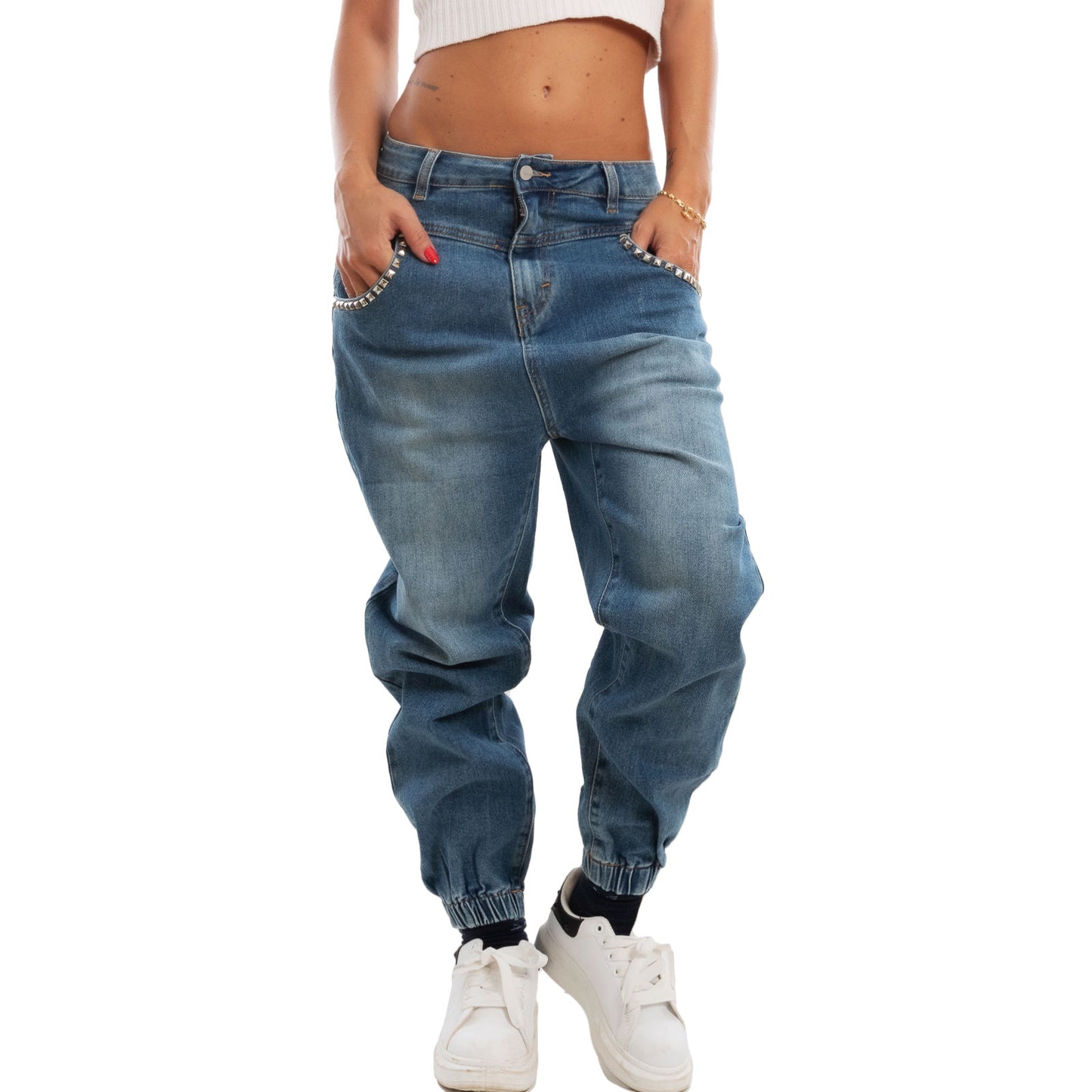 toocool jeans donna cavallo basso harem pantaloni strass rm2306