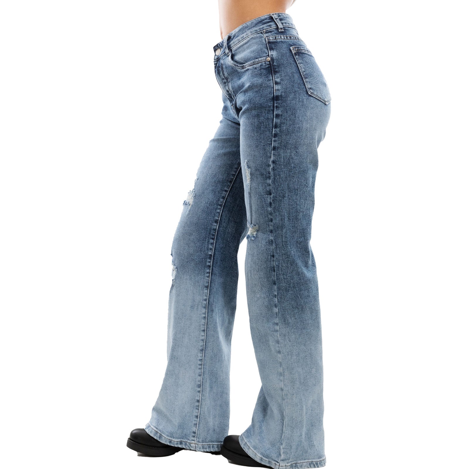 toocool jeans donna palazzo gamba larga baggy ripped pantaloni denim toocool x225 blu xs