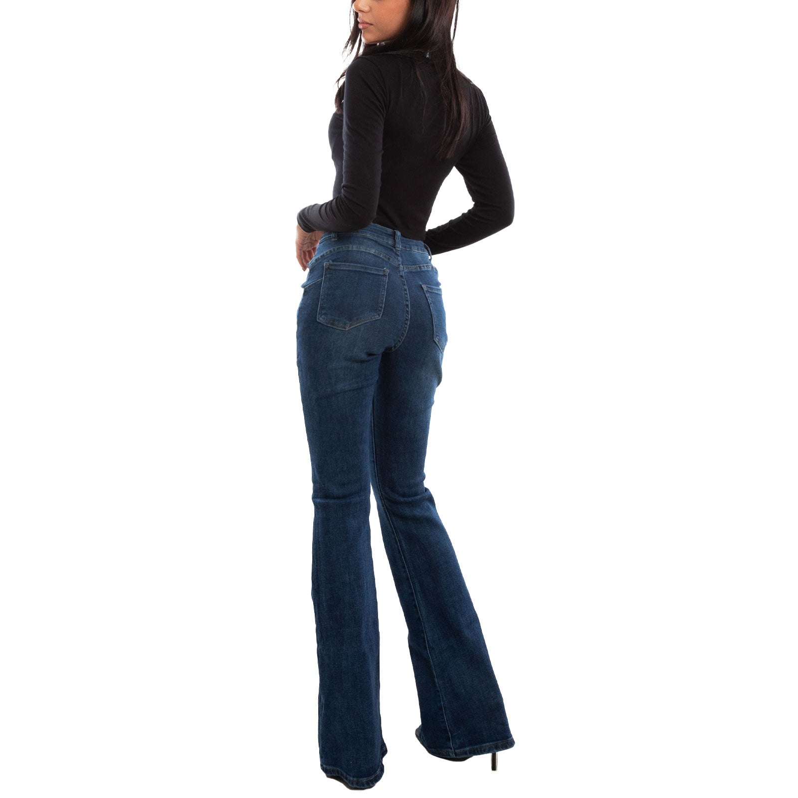 toocool jeans donna pantaloni curvy zampa elefante campana flare push up lavaggio scuro toocool vi 1209 blu m