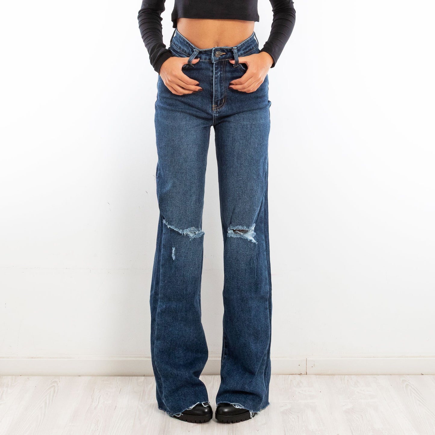 toocool jeans donna pantaloni palazzo baggy gamba larga vita alta denim toocool sj894 blu xs