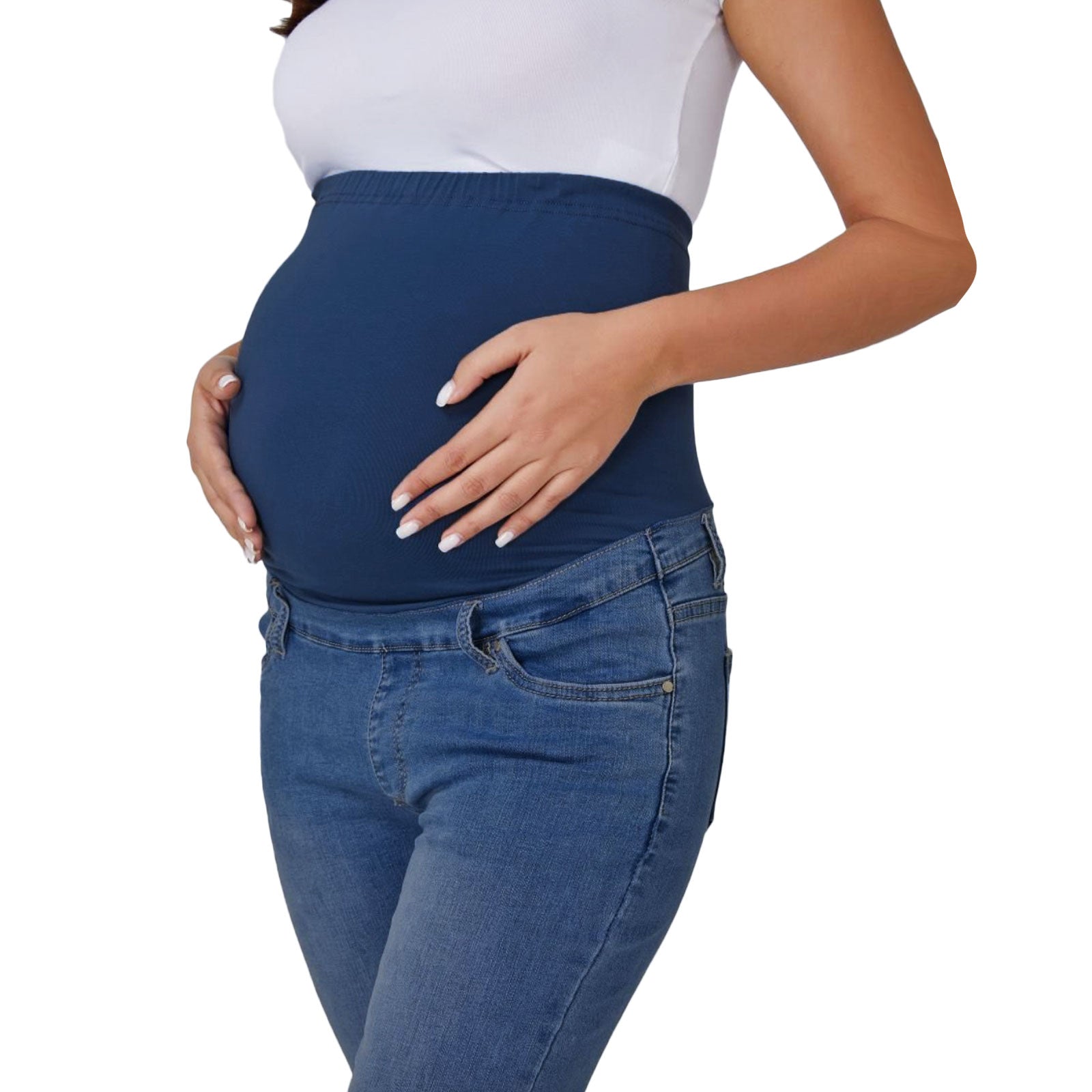 toocool jeans premaman skinny fascia elastica sopra il pancione denim elasticizzato comfort fit pantaloni gravidanza toocool k6720 blu 42