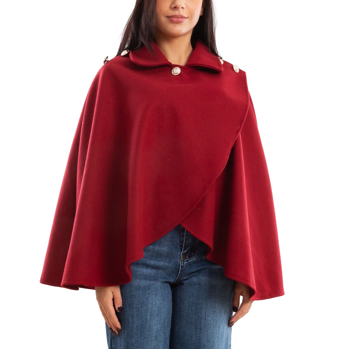 toocool mantellina poncho donna elegante bottoni dorati cape a portafoglio vb 5693