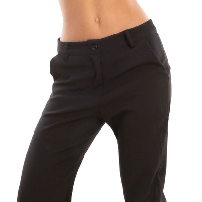 toocool pantaloni donna eleganti lavoro vita media classici sigaretta cameriera receptionist hostess ufficio taglio slim fit comfort mk 442 k nero s