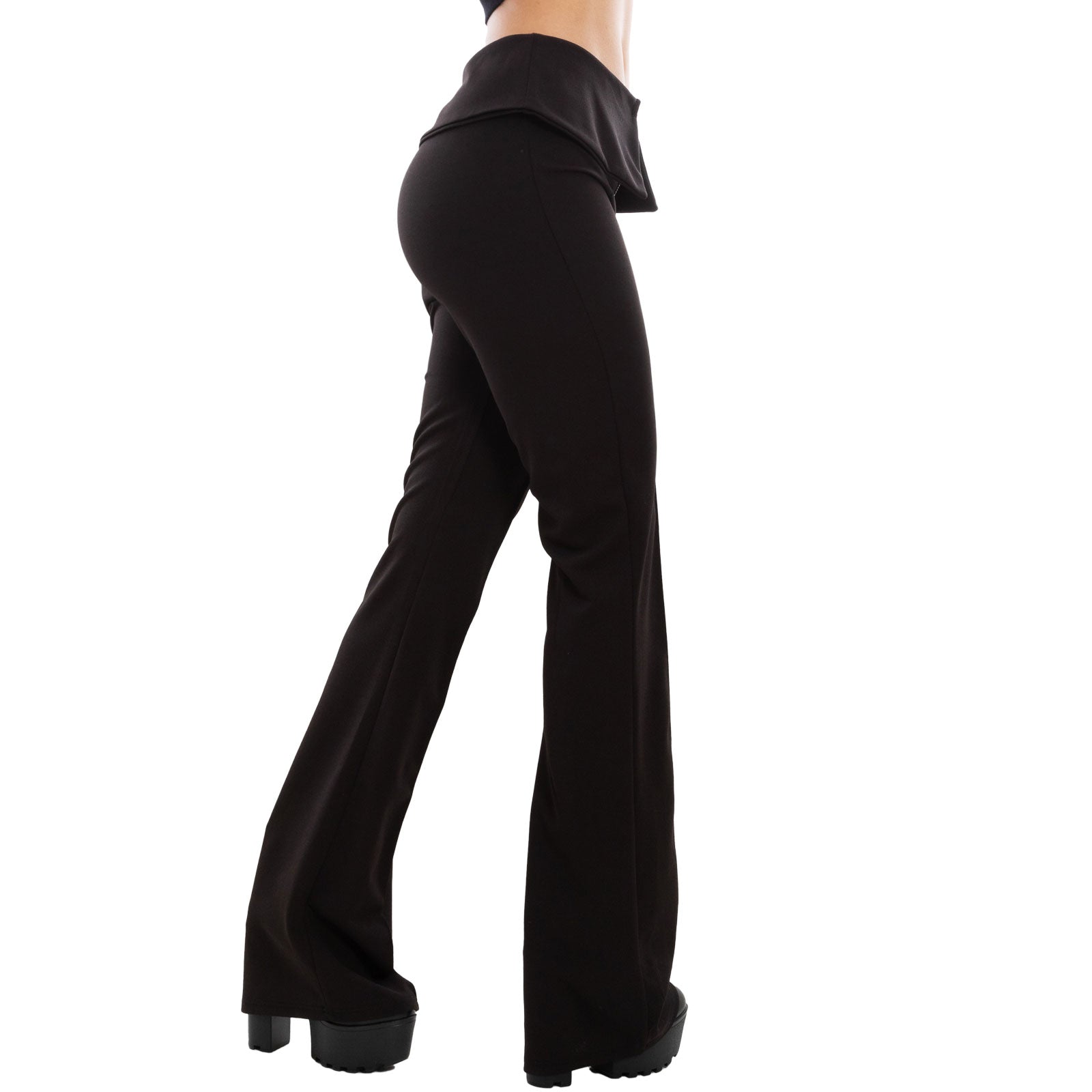 toocool pantaloni donna zampa vita alta campana eleganti elasticizzati flare toocool vb 15013 nero sm