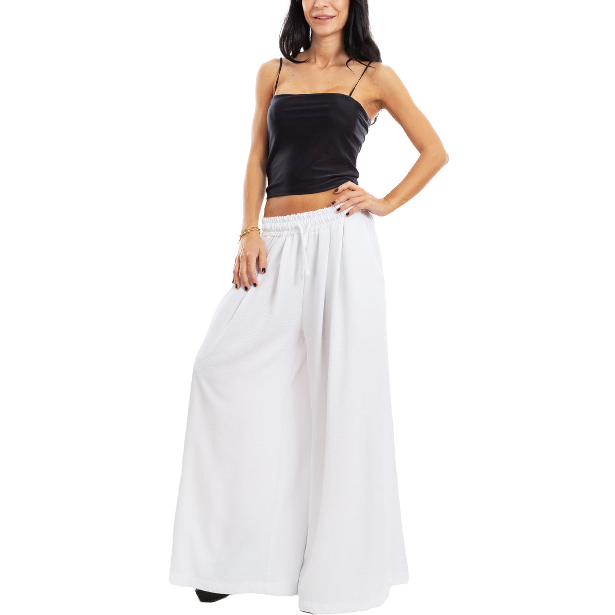 toocool pantaloni palazzo donna ampi estivi leggeri casual boho toocool vb 20214 nero taglia unica