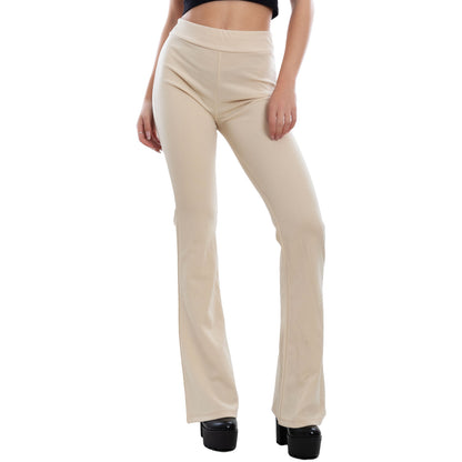 toocool pantaloni zampa donna elasticizzati flare eleganti vita alta comodi e versatili per ufficio tempo libero e cerimonie toocool as 5165 beige s