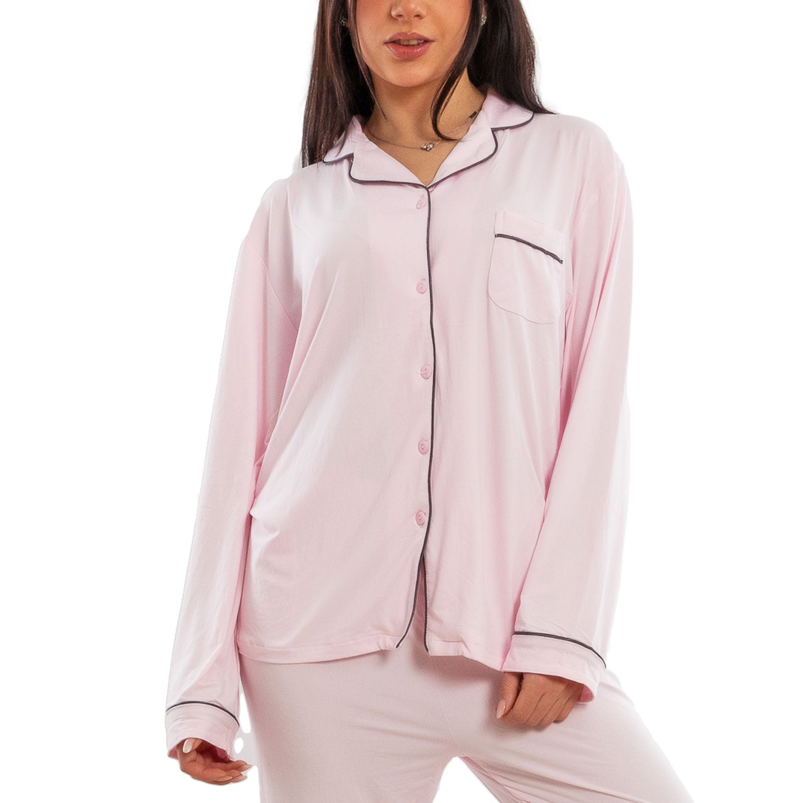 toocool pigiama donna due pezzi microfibra set loungewear maglia maniche lunghe pantaloni lunghi classico toocool m467 rosa xl