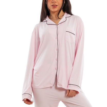 toocool pigiama donna due pezzi microfibra set loungewear maglia maniche lunghe pantaloni lunghi classico toocool m467 rosa xl