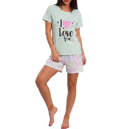 toocool pigiama donna estivo maniche corte completo t shirt e pantaloncini in cotone toocool m446 rosa m