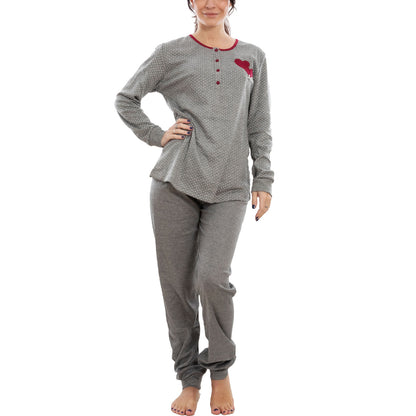 toocool pigiama donna felpato pois cuori maniche lunghe pantaloni completo 2 pezzi toocool s 8043 blu xxl