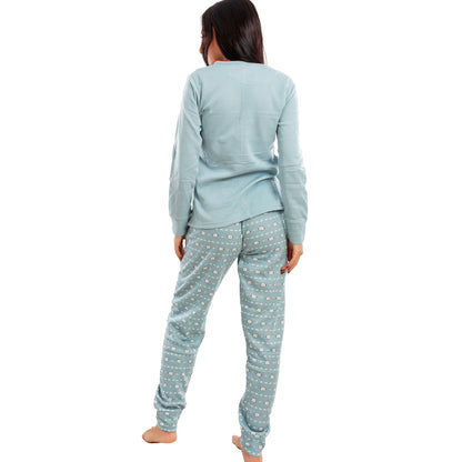 toocool pigiama donna invernale felpato gatti maniche lunghe pantaloni caldo cotone toocool 2141 verde acqua s
