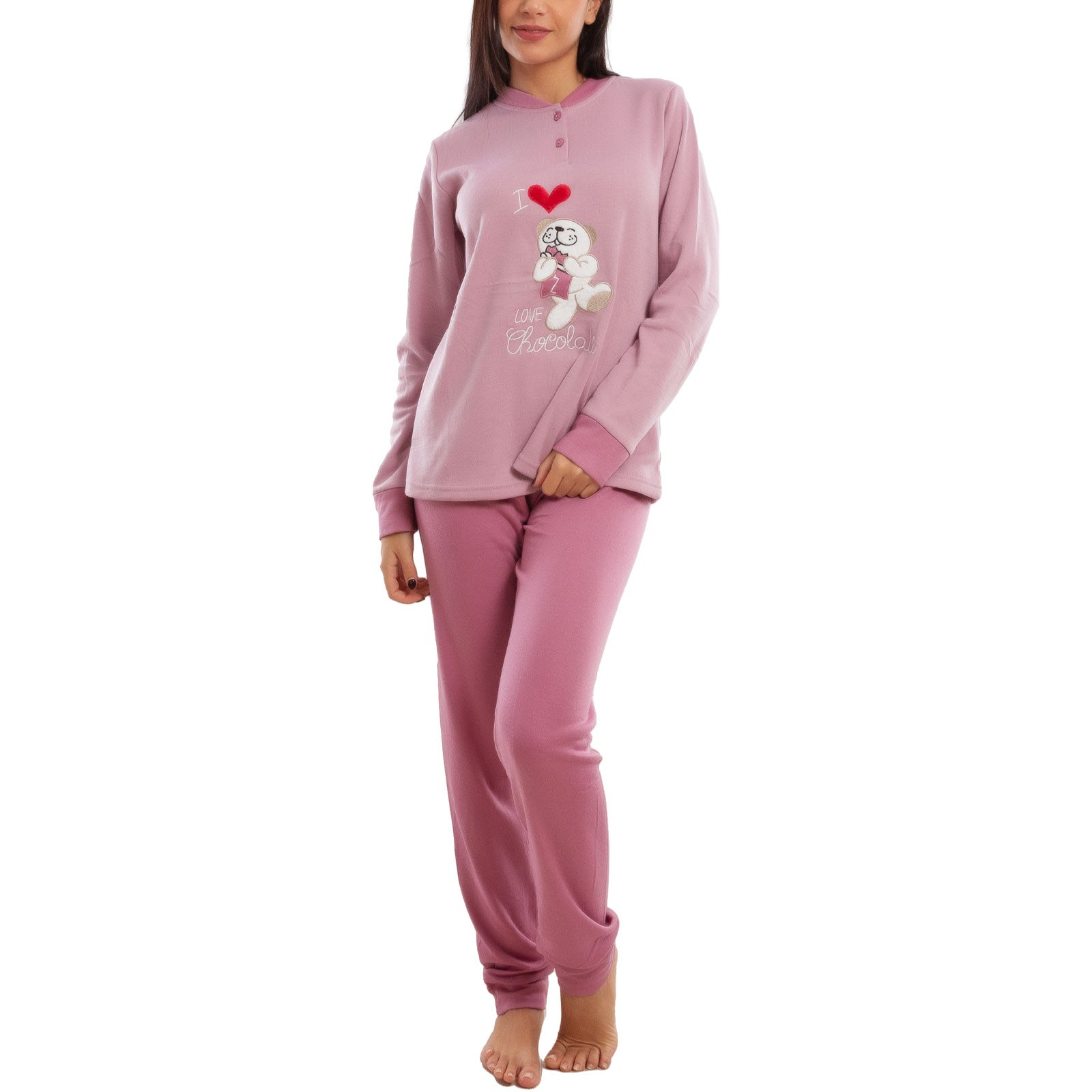 toocool pigiama donna invernale felpato orsetto orso maniche lunghe caldo cotone toocool d8369 rosa s
