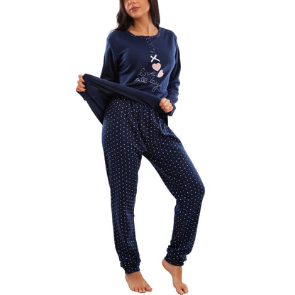 toocool pigiama donna invernale felpato pois maniche lunghe pantaloni caldo cotone toocool e5820 blu m