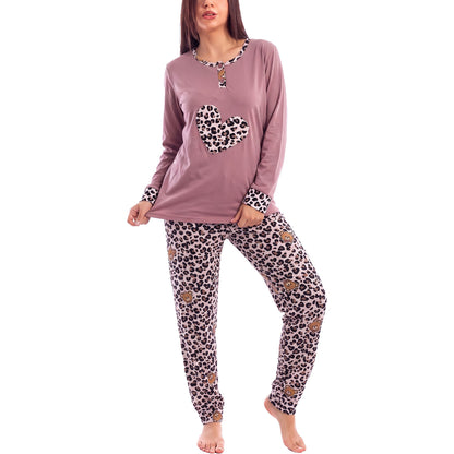 toocool pigiama felpato donna invernale stampa animalier cuore toocool q1060 nero xl