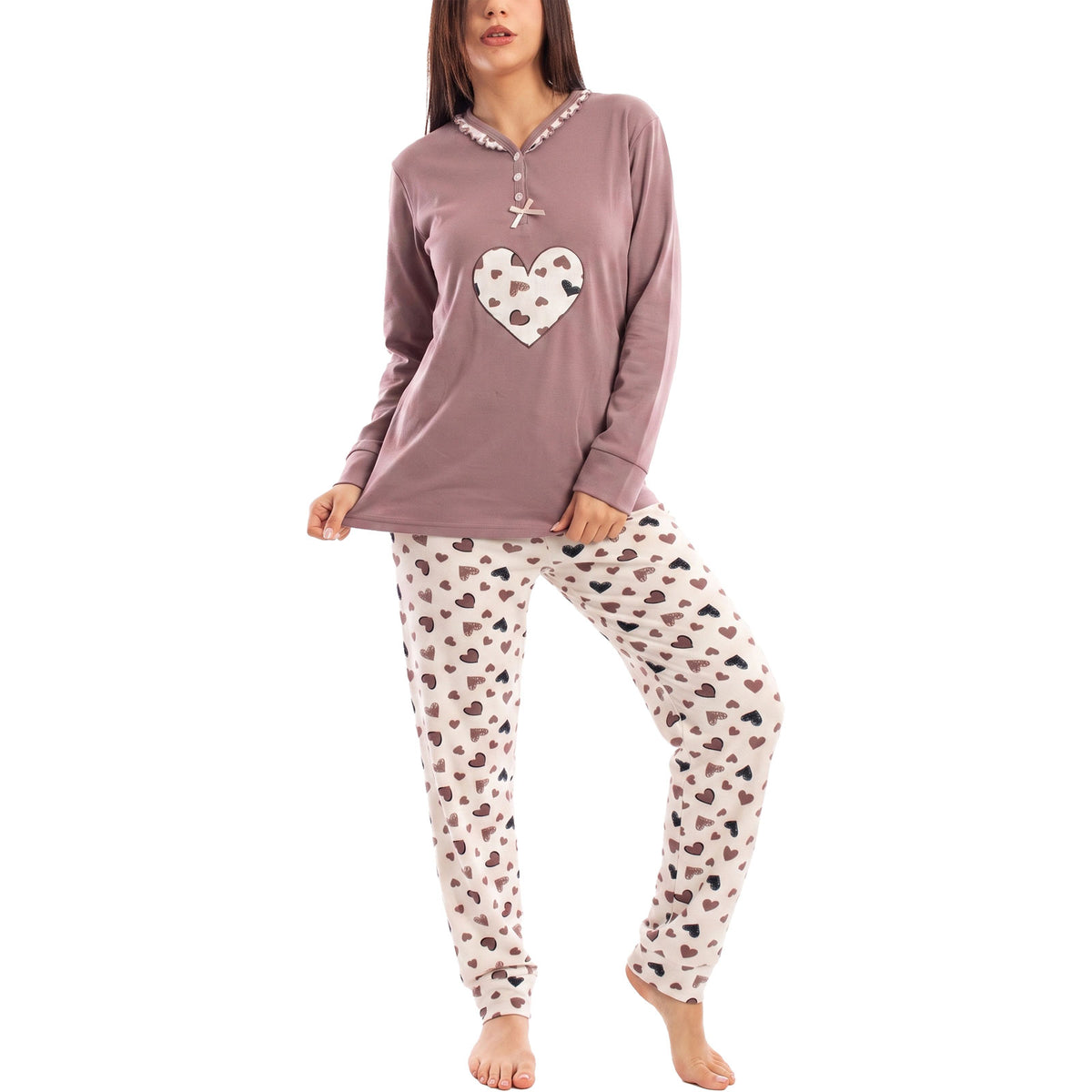 toocool pigiama felpato donna manica lunga caldo invernale cuori toocool q2225 blu m