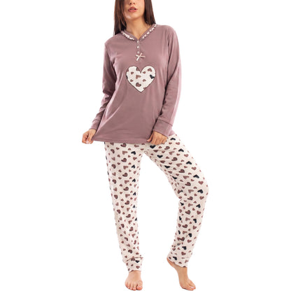 toocool pigiama felpato donna manica lunga caldo invernale cuori toocool q2225 blu m