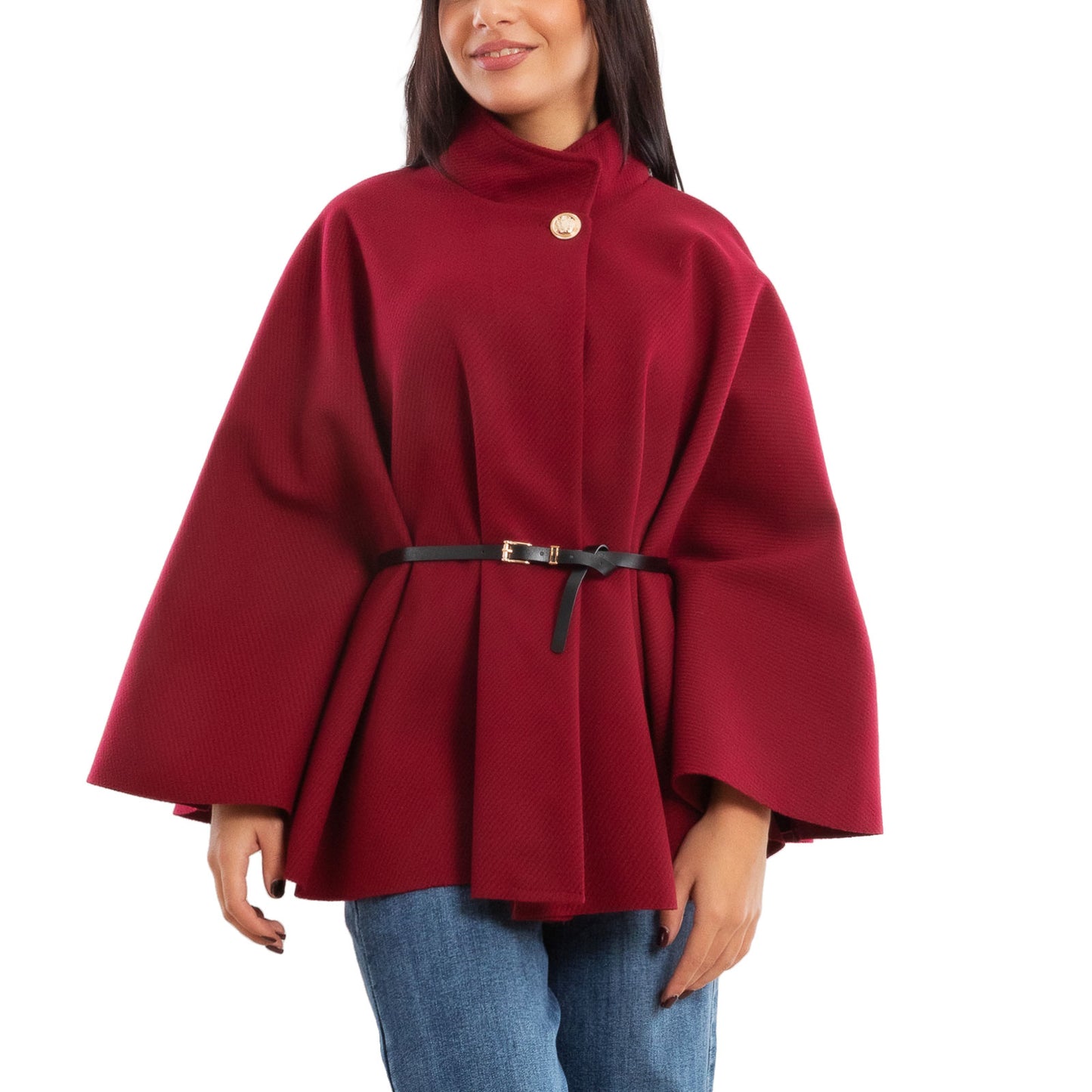 toocool poncho elegante da donna con cintura regolabile in vita mantella morbida vi 5192