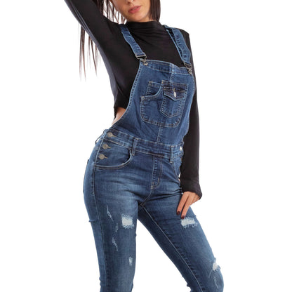 toocool salopette jeans donna overall tuta intera jumpsuit pantaloni tagli aderente denim toocool sa421 blu xs