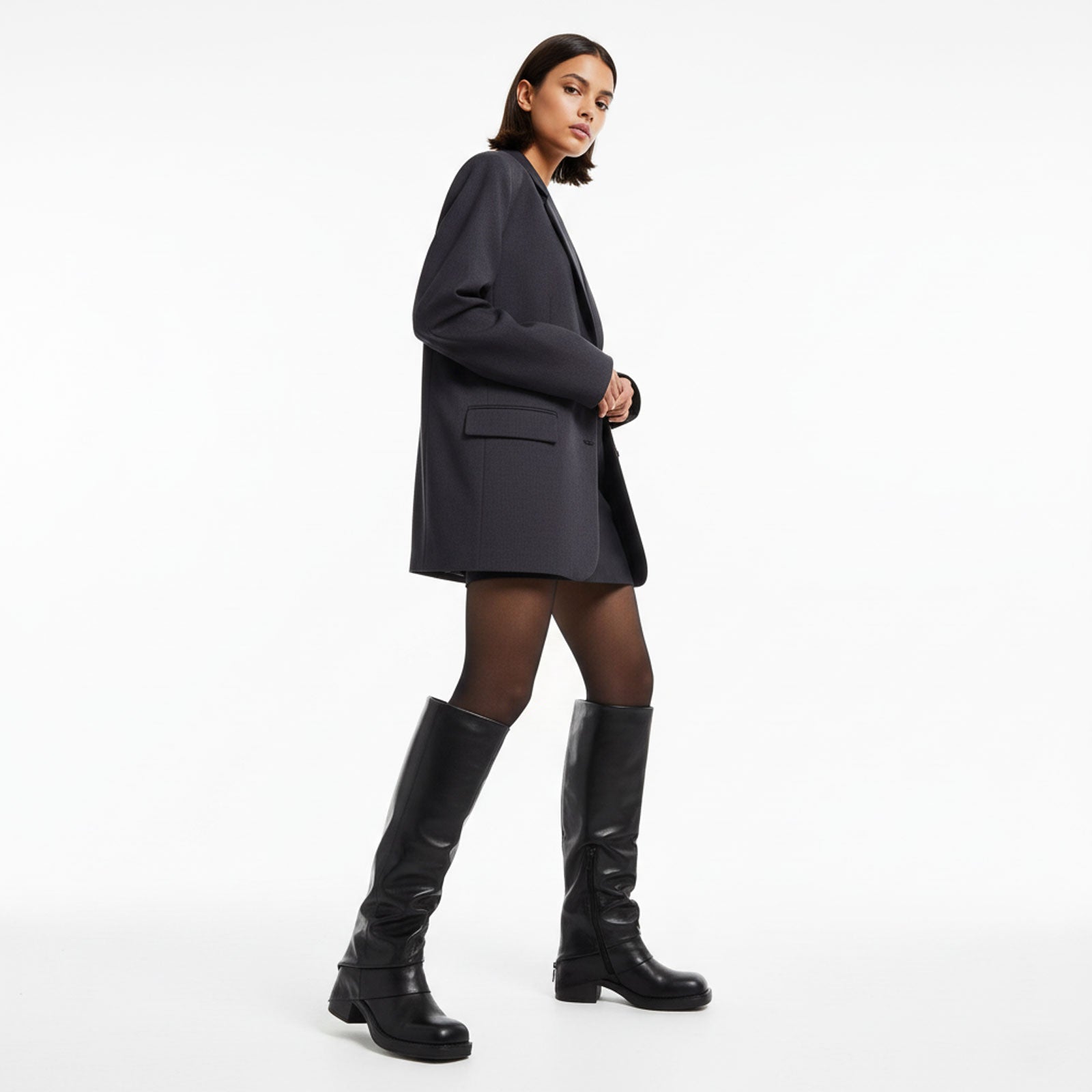 toocool stivali donna ghetta gambale ampio cerniere casual invernali scarpe tacco basso toocool ga037 marrone 39