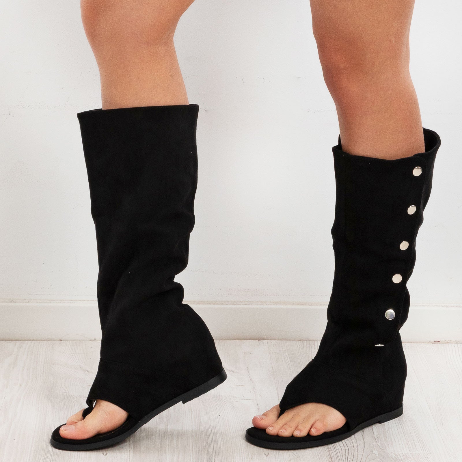 toocool stivali gladiatore donna scamosciati infradito tacco interno wz688 151