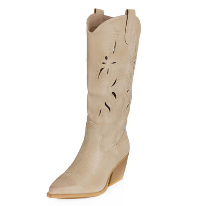 toocool stivali texani al ginocchio estivi e autunnali con ricami e intagli traforati punta allungata stile boho chic country toocool g720 nero 36