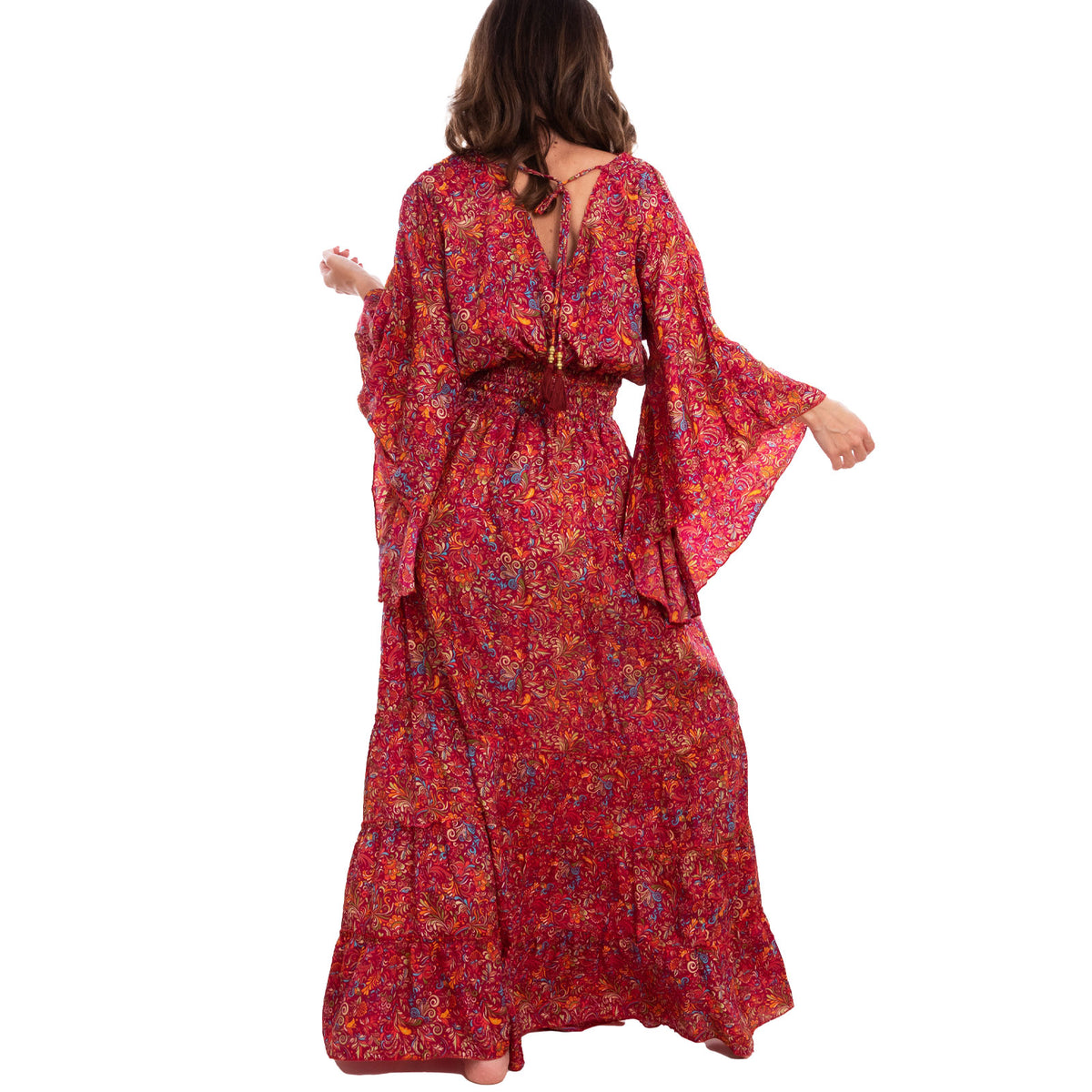 toocool vestito lungo donna abito boho chic fantasia etnica toocool rk 2021 rosso sl