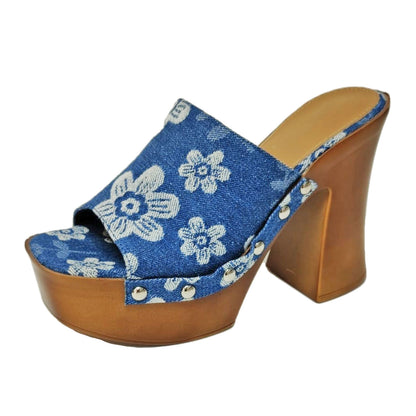 toocool zoccoli donna denim stampa floreale sabot zeppa plateau effetto legno sandali retro style toocool su 8006 1 blu chiaro 36