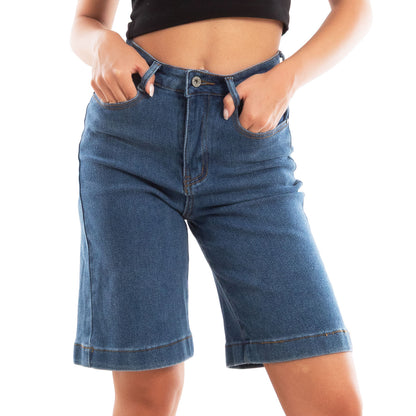 toocool bermuda donna jeans scuro al ginocchio pantaloncini vi 5002