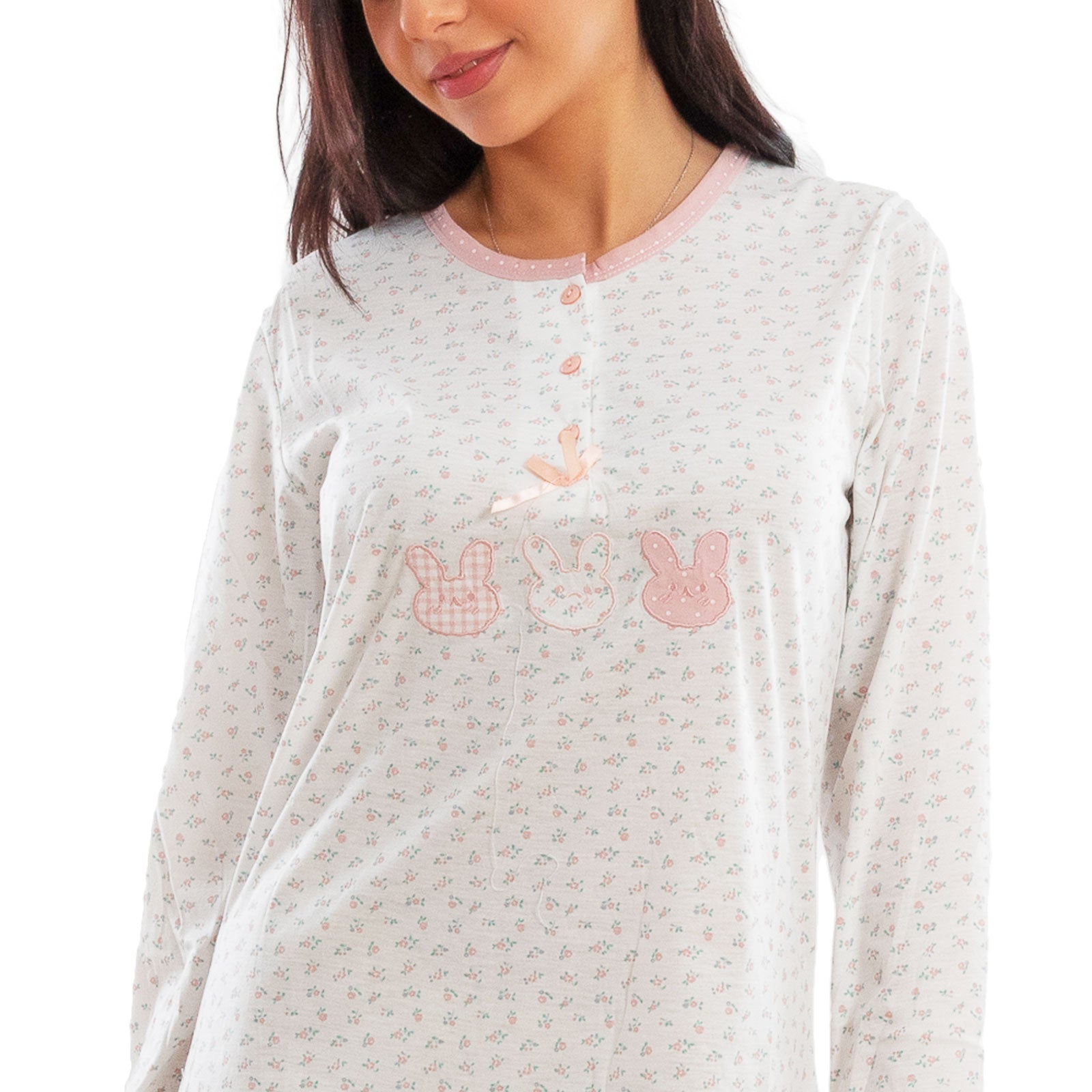 toocool camicia da notte donna manica lunga in misto cotone morbido fantasia fiori homewear 2089