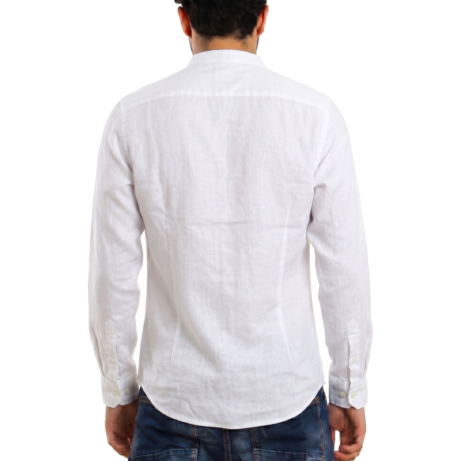 toocool camicia uomo misto lino maniche lunghe bottone regolabile collo alla coreana toocool z 909 nero s