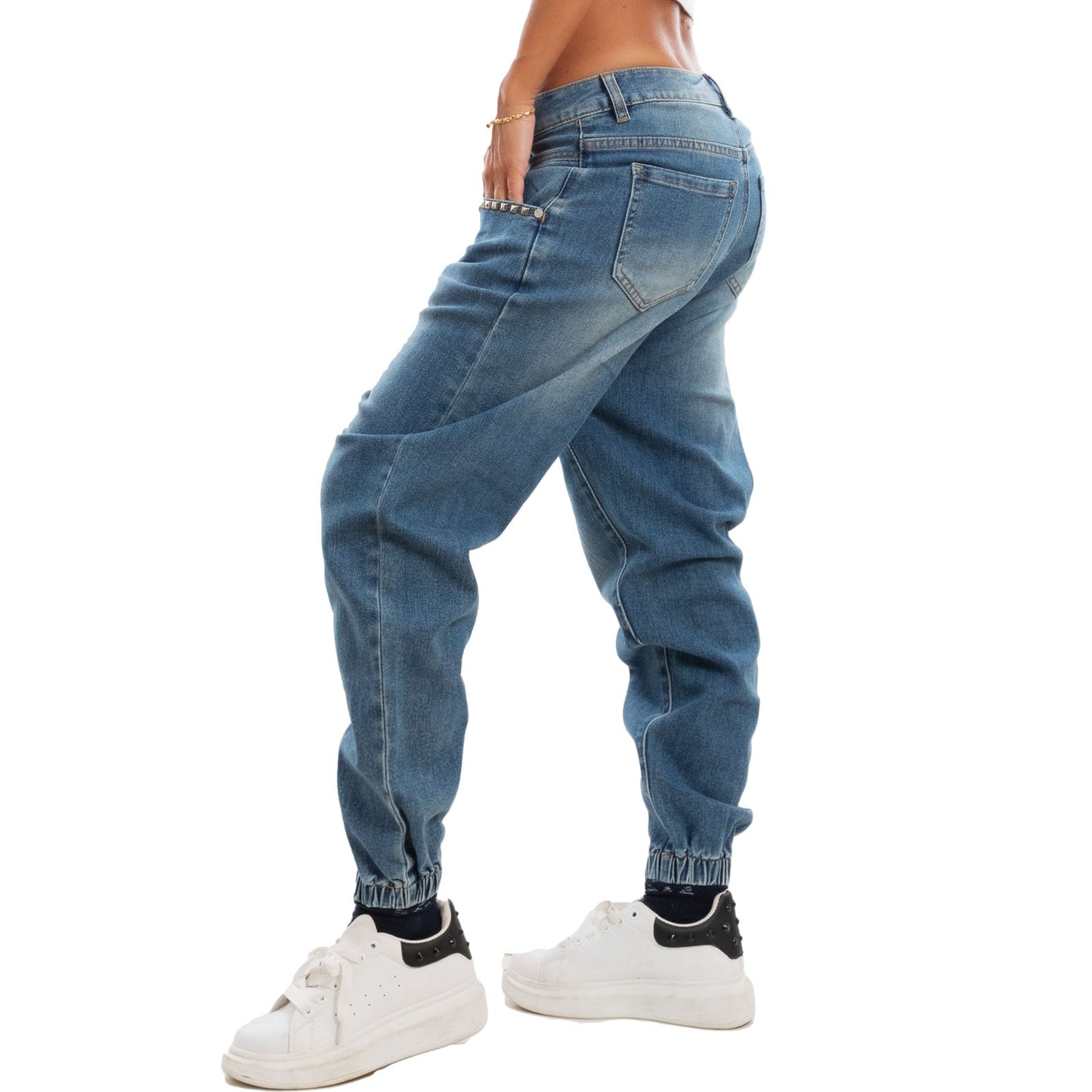 toocool jeans donna cavallo basso harem pantaloni strass rm2306