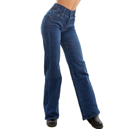 toocool jeans donna pantaloni denim vita alta palazzo bootcut elasticizzati toocool cy 1696 blu xs