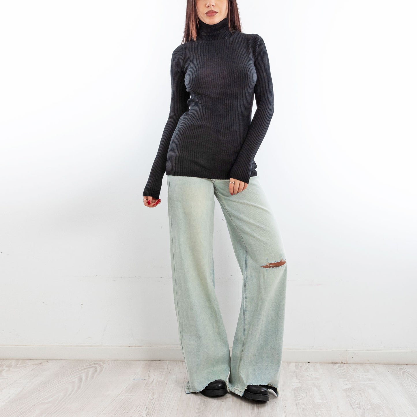 toocool jeans donna pantaloni strappati palazzo casual baggy dt126a