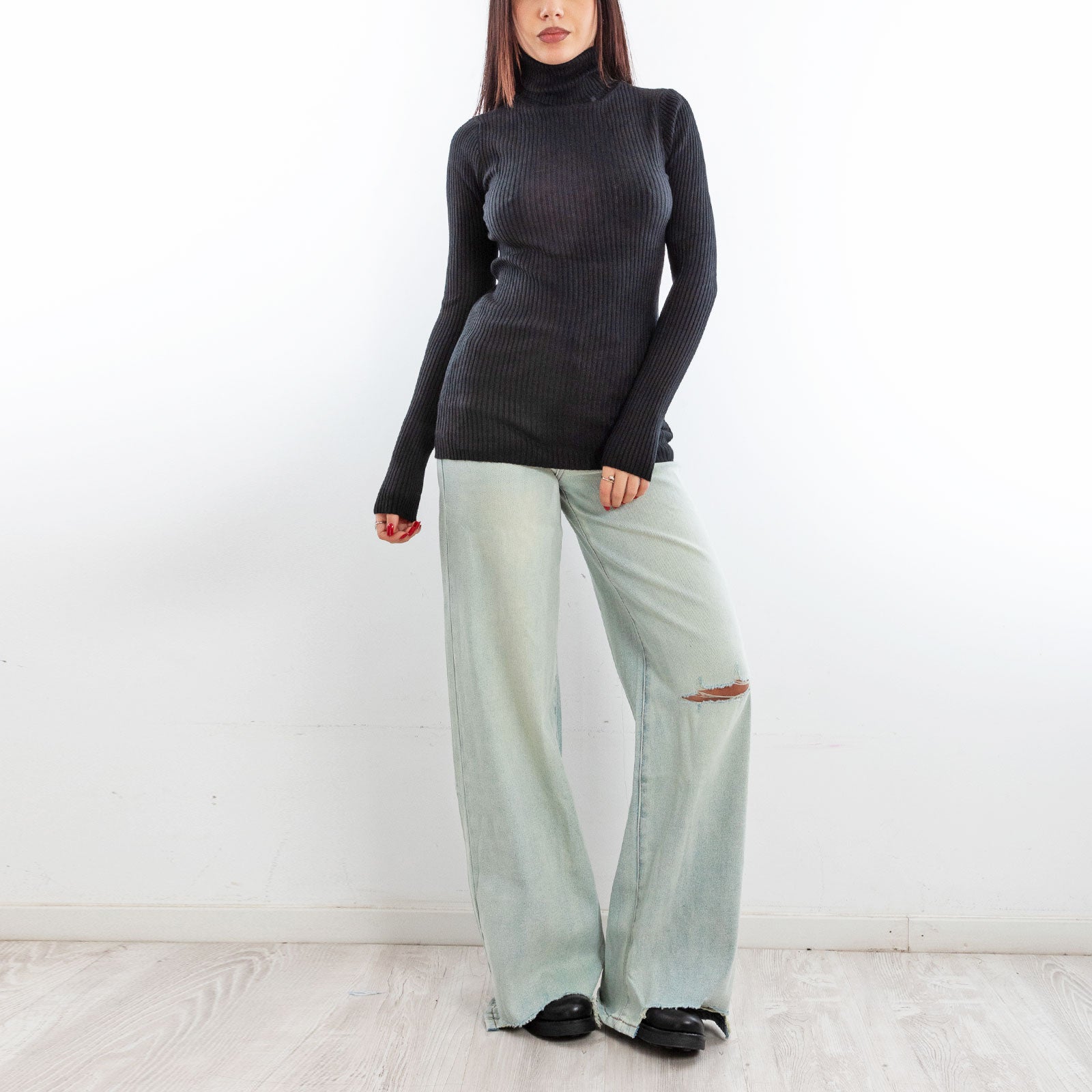 toocool jeans donna pantaloni strappati palazzo casual baggy dt126a