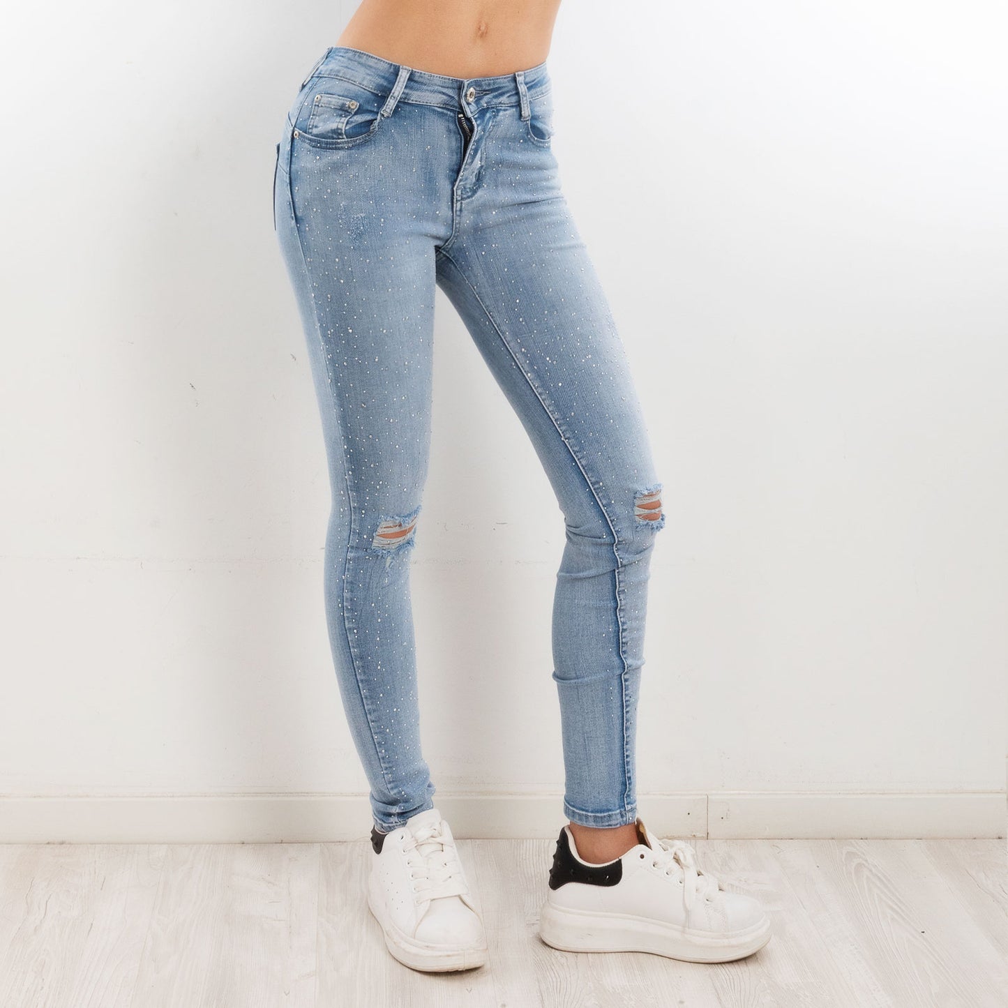 toocool jeans donna strass skinny tagliati strappati gf 2180
