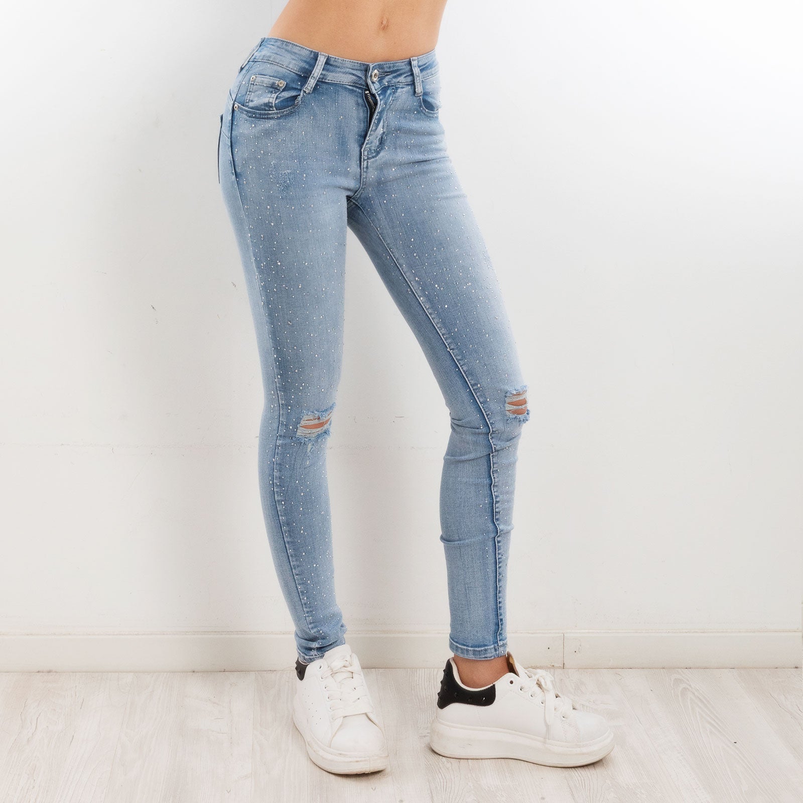 toocool jeans donna strass skinny tagliati strappati gf 2180
