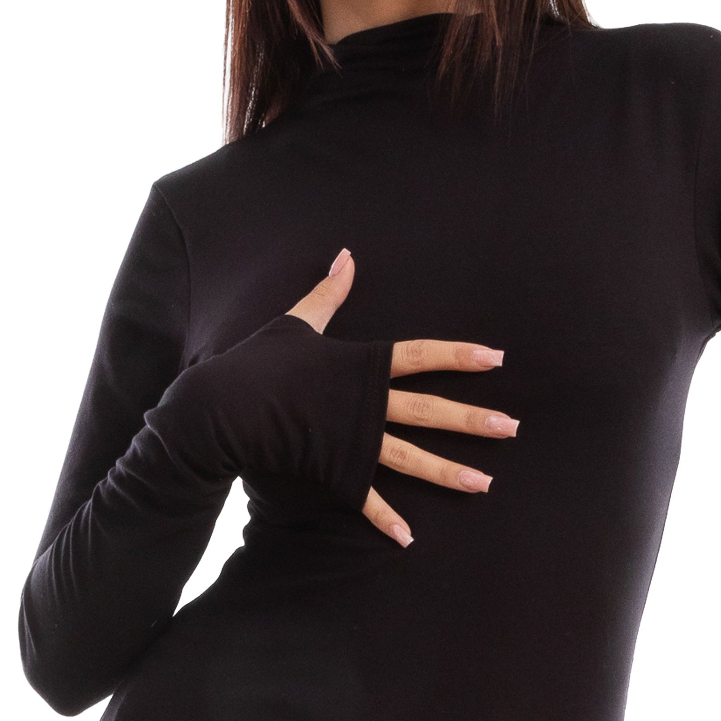 toocool maglia donna blusa maniche lunghe foro per pollice vi 5255