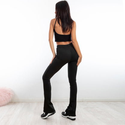toocool pantaloni donna leggings felpati foderati zampa elefante h912
