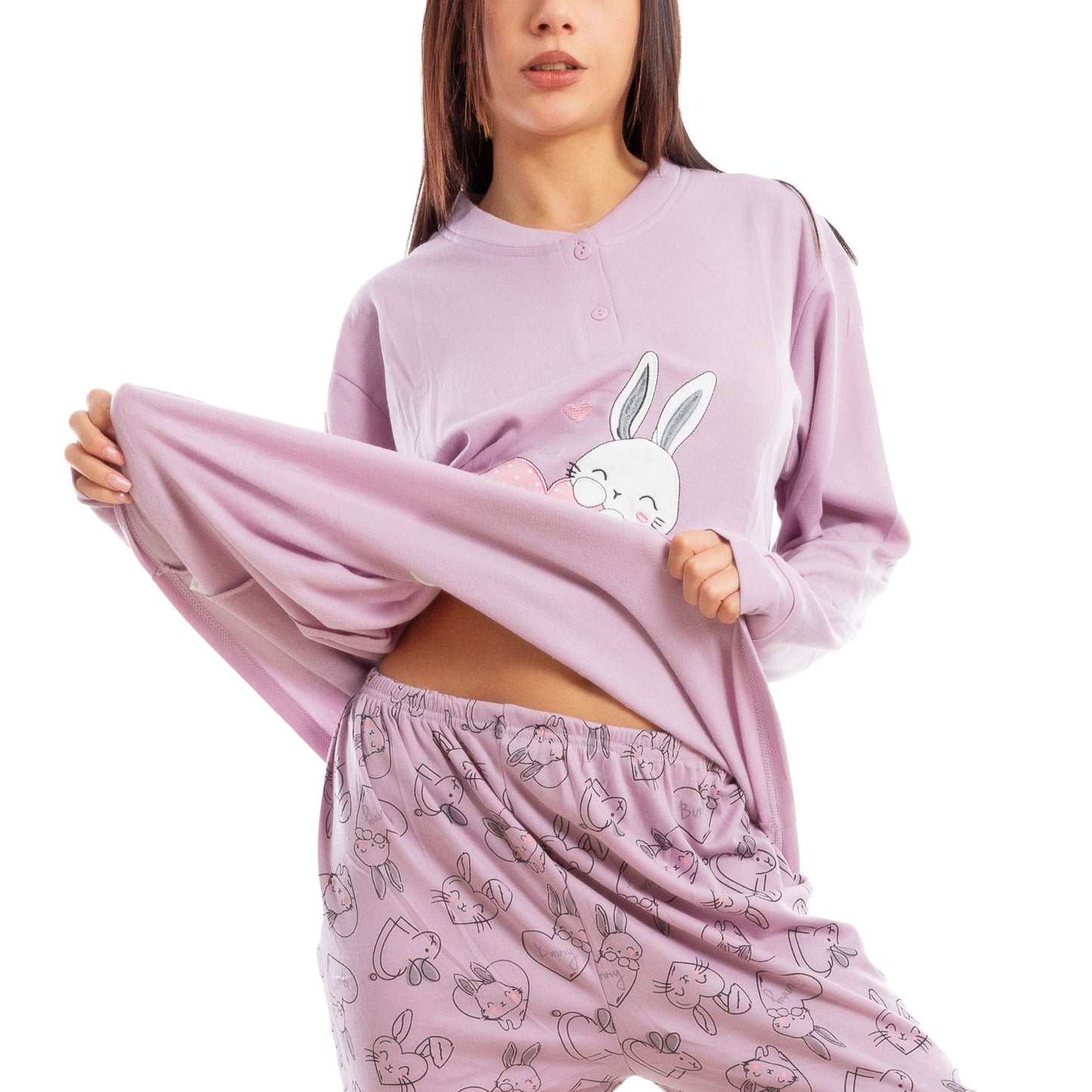toocool pigiama donna felpato invernale coniglietti caldo c3101