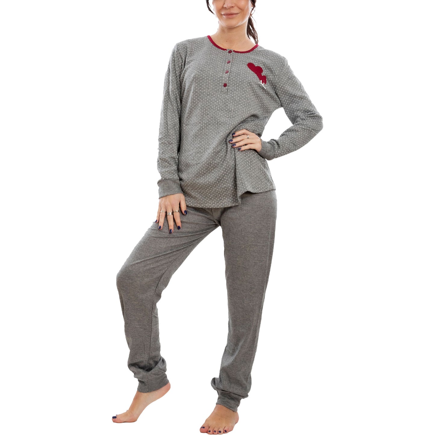 toocool pigiama donna felpato pois cuori maniche lunghe pantaloni completo 2 pezzi toocool s 8043 blu xxl