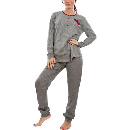 toocool pigiama donna felpato pois cuori maniche lunghe pantaloni completo 2 pezzi toocool s 8043 blu xxl