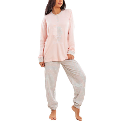 toocool pigiama donna invernale felpato gatti maniche lunghe caldo cotone pantaloni toocool f5678 grigio m