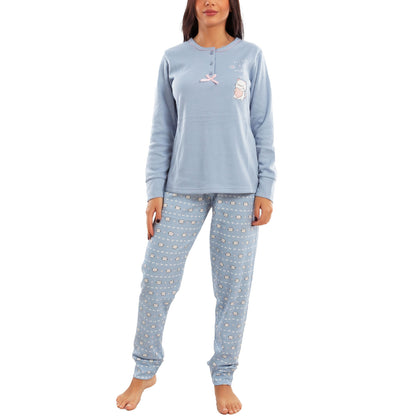 toocool pigiama donna invernale felpato gatti maniche lunghe pantaloni caldo cotone toocool 2141 verde acqua s