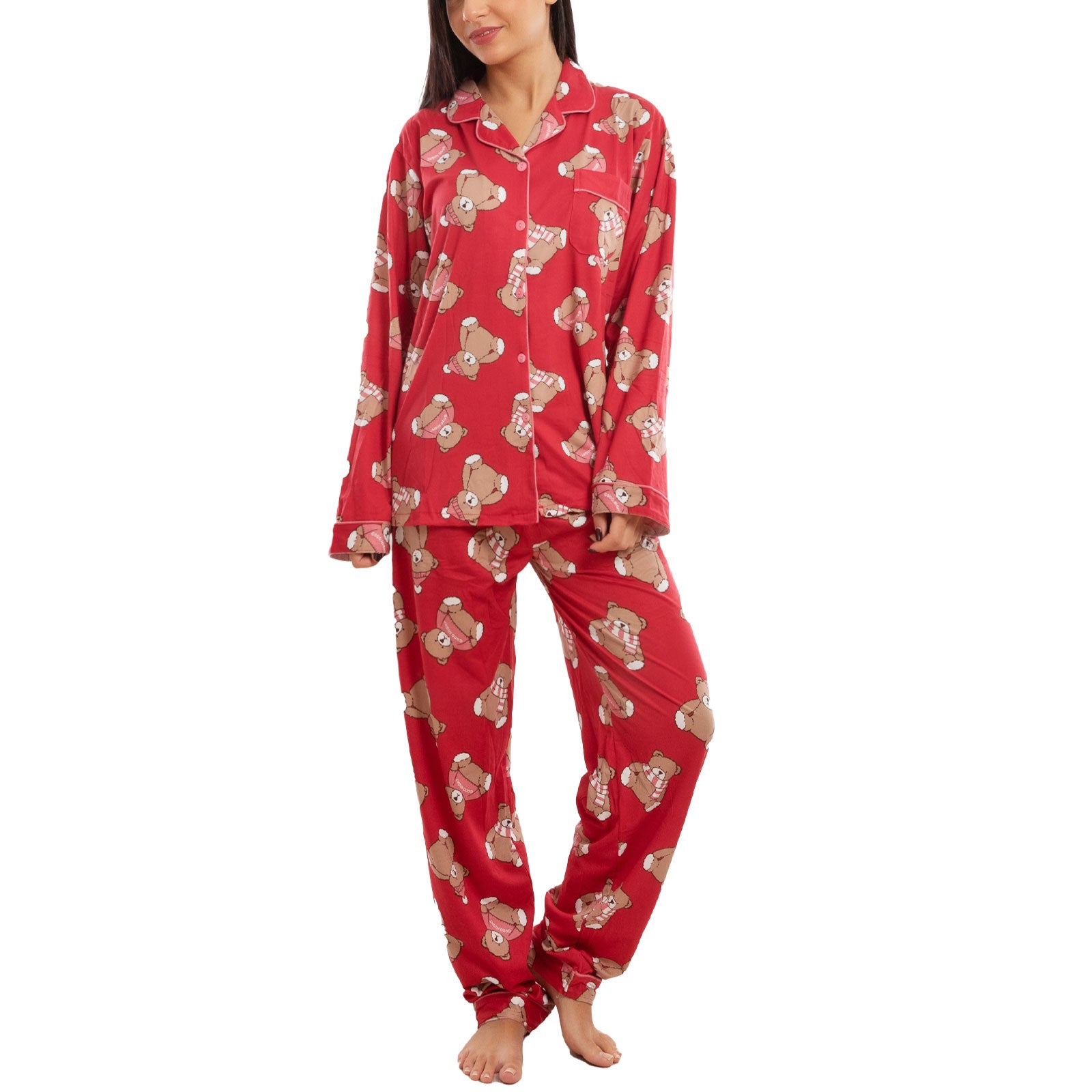 toocool pigiama donna leggero morbido orsetti monopetto oversize set 2 pezzi toocool 7260 blu m