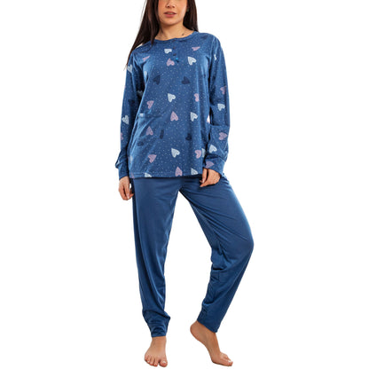 toocool pigiama donna lungo set due pezzi maglia tasca frontale pantalone con polsini design a cuori toocool h48 rosa s