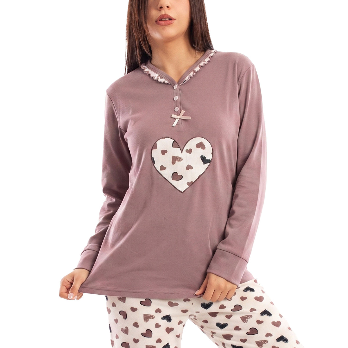 toocool pigiama felpato donna manica lunga caldo invernale cuori toocool q2225 blu m