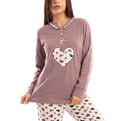 toocool pigiama felpato donna manica lunga caldo invernale cuori toocool q2225 blu m