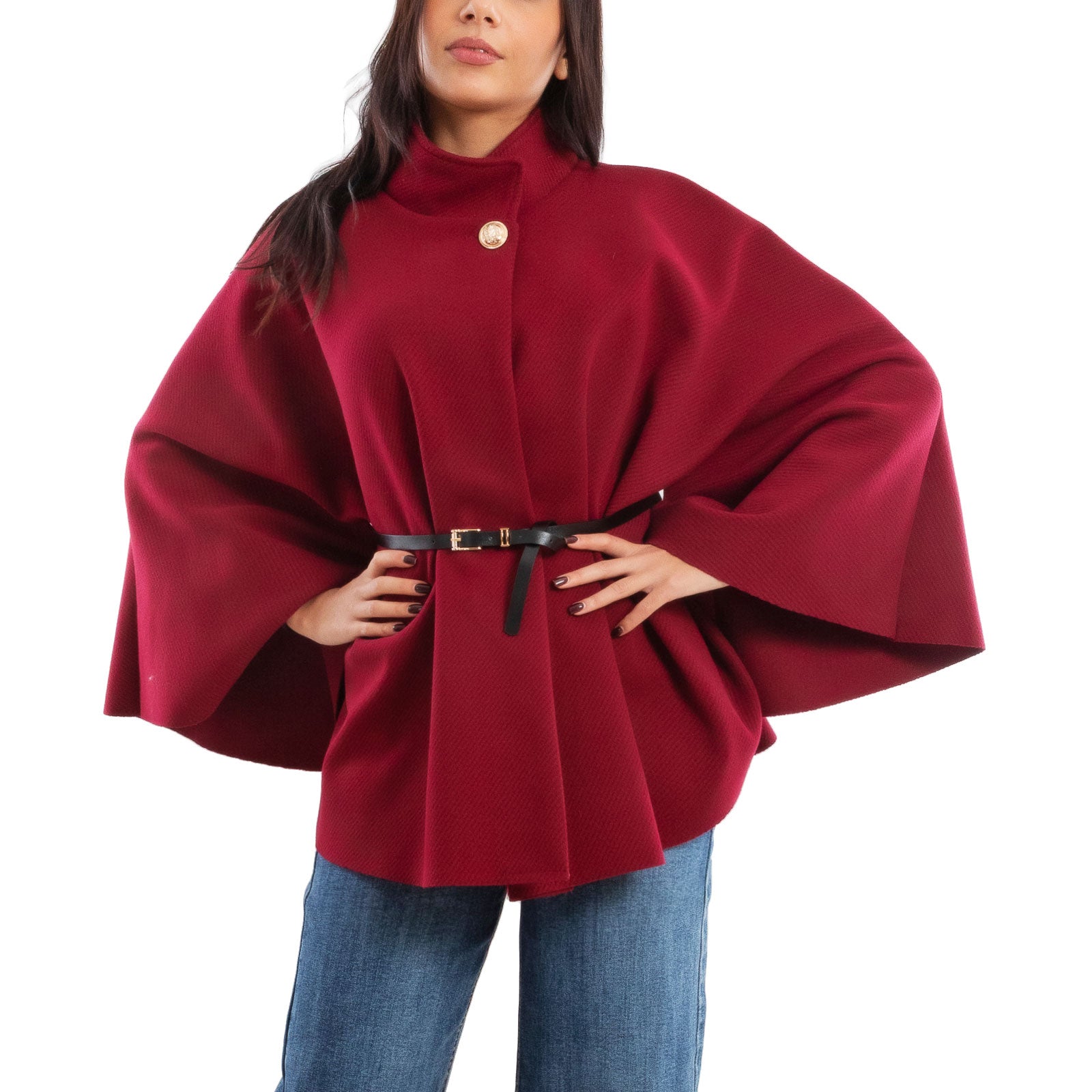 toocool poncho elegante da donna con cintura regolabile in vita mantella morbida vi 5192