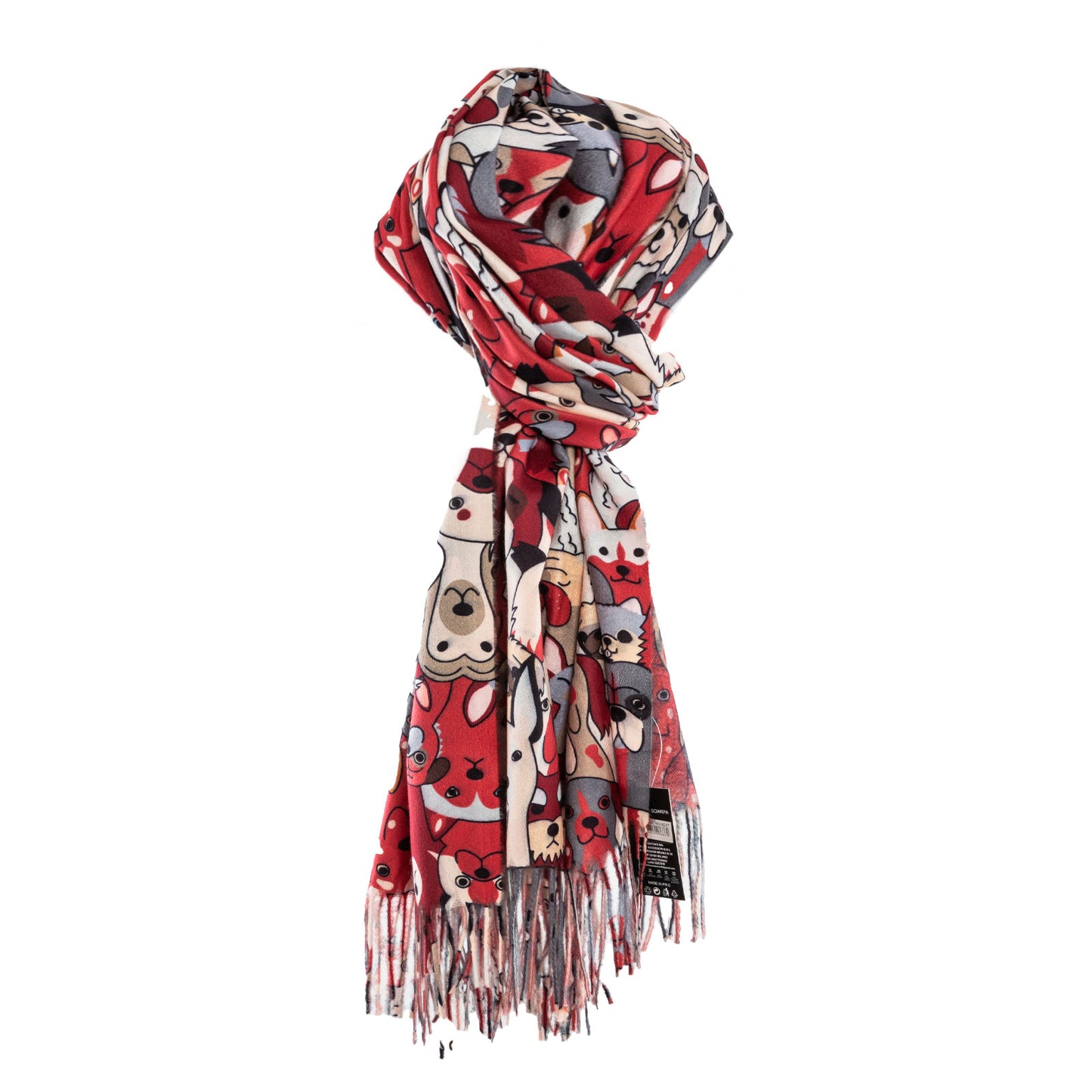 toocool sciarpa stola unisex cani frange foulard scialle invernale scaldacollo toocool wj 8217 nero taglia unica