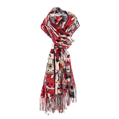 toocool sciarpa stola unisex cani frange foulard scialle invernale scaldacollo toocool wj 8217 nero taglia unica